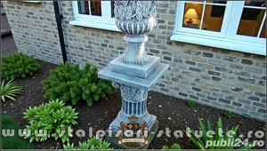 Set vază cu soclu, gri patinat, model V1-S6. - imagine 4