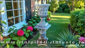 Set vază cu soclu, gri patinat, model V1-S6. - imagine 5