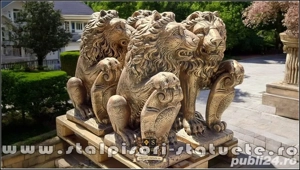 Statuetă leu mare cu blazon, arămiu patinat, model S1. - imagine 2