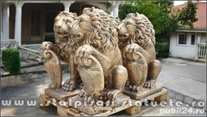 Statuetă leu mare cu blazon, arămiu patinat, model S1. - imagine 3