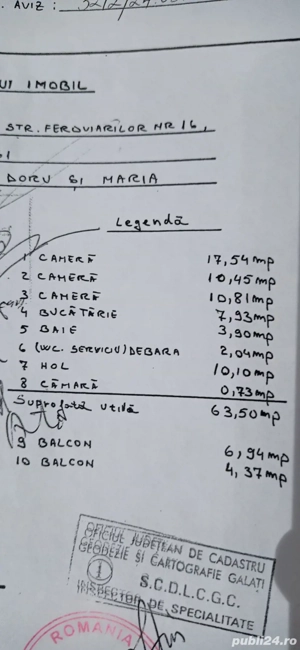 Vând apartament3camere micro 13 b - imagine 2