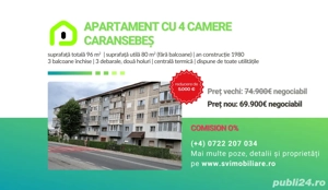 Comision 0 - Apartament cu 4 camere, etaj intermediar, in Pipirig