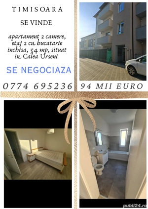 proprietar, vand ap cu 2 cam, et 2, -calea urseni-timisoara-94 mii-negociabil
