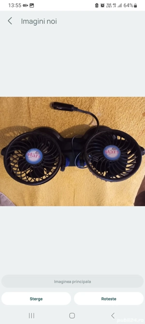 Ventilator auto dublu+pistol apa cu2 baterii+aeroterma 220v