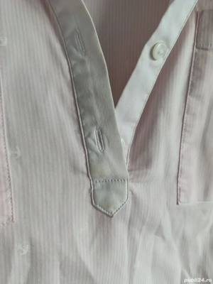 ZARA Cămașă cu dungi Size M, Cotton Button-Up Shirt Pink Anchor Striped Collared  - imagine 2
