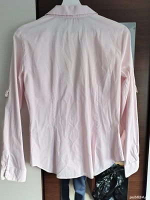 ZARA Cămașă cu dungi Size M, Cotton Button-Up Shirt Pink Anchor Striped Collared  - imagine 3