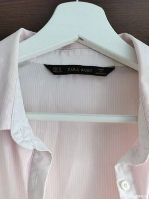 ZARA Cămașă cu dungi Size M, Cotton Button-Up Shirt Pink Anchor Striped Collared  - imagine 4
