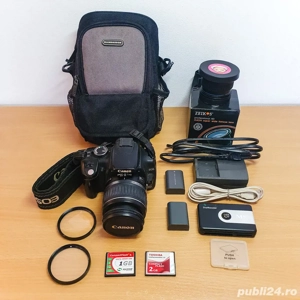 Camera DLSR Canon EOS 350D | Obiectiv 18-55mm + Adaptor Fisheye | Accesorii + Geanta