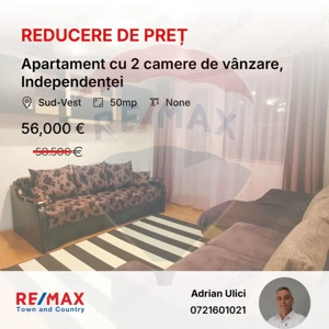 Apartament cu 2 camere de vânzare în zona Sud-Vest