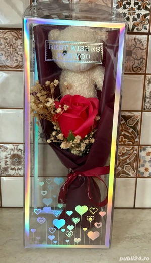 Buchet LoveBear cu Trandafir din Săpun Parfumat
