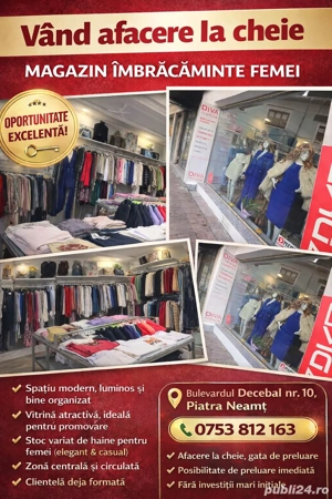 Vand afacere la cheie magazin de imbracaminte femei - la centru piatra neamt