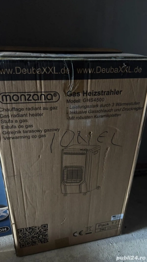 Încălzitor pe Gaz Monzana GHS4500   3 Trepte de Putere, Plăci Ceramice, Nou