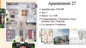 Apartament cu 3 camere - Parcare inclusa l Semifinisat l Complex nou l Estimo Park