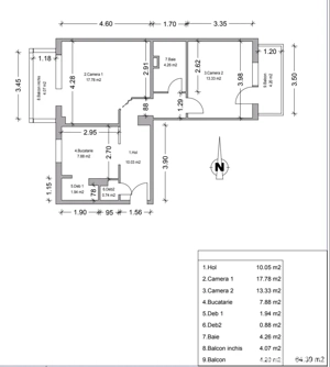 2 camere | centrala proprie | 2 balcoane | mobilat si utilat | zona excelenta | - imagine 7
