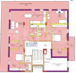 Apartament 4 camere, 3 Bai, 126 mp, Terasa 63 mp, Parcul Feroviarilor - imagine 2