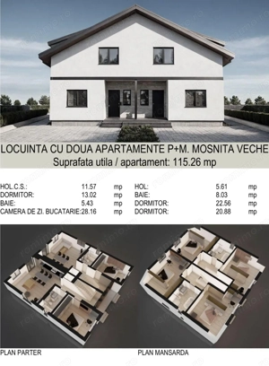 COMISION 0%, Duplex 4 Camere, 116 mp, P+1+Pod, Moșnița Noua, LIDL - imagine 8