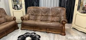 canapele din piele naturala cu lemn masiv