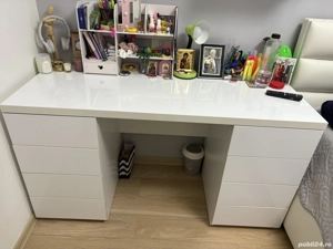 Birou cu resetare push MDF alb