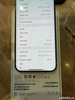 iPhone 15 pro max albastru 512 GB