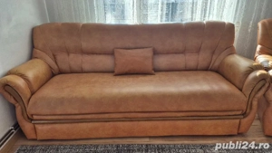 Set canapea extensibilă + 2 fotolii imitație piele   stare foarte bună
