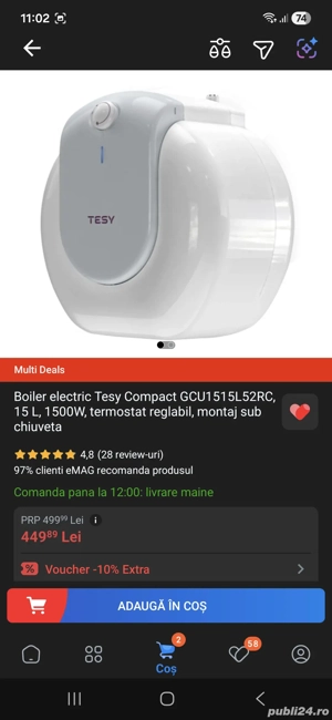 boiler termoelectric tesy 120l +tesy 15l - imagine 3