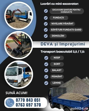 Transport Basculabil   Lucrari cu mini-excavatir