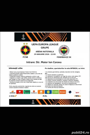 Sunt disponibile bilete VIP 3 pentru meciul din UEFA Europa League