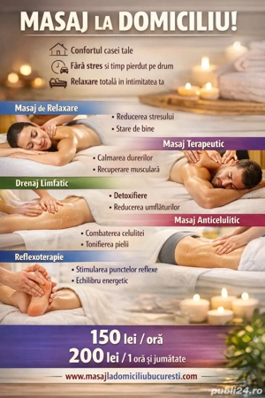 Maseur autorizat realizez masaj profesional la domiciliu    