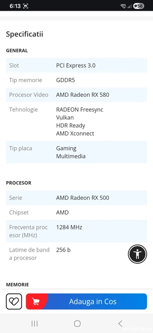 vand placa video rx 580