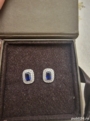 cercei aur alb 14k si pietre
