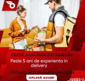 Curier Bolt ,Wolt Castiguri 2000- 9000 RON Lunar,  Program Flexibil