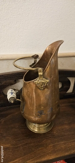 Vas din cupru alama  si maner ceramic