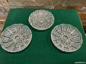 Set 3 Farfurii Desert din Cristal de Plumb (Bleikristall)   Diametru 14 cm