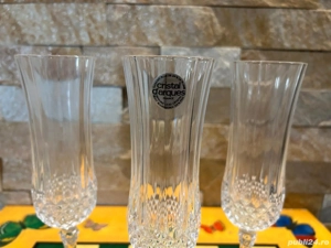 Set 3 Pahare Șampanie Cristal D'Arques   Model de Colecție   Vintage Franța