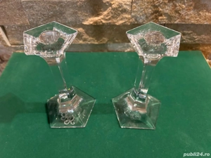 Set 2 Sfeșnice de Colecție din Cristal de Plumb (Bleikristall)   Înălțime 15 cm   Stare Impecabilă