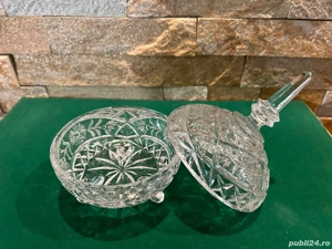 Zaharniță de Colecție cu Picioare și Capac   Cristal de Plumb (Bleikristall)   Diametru 11.5 cm