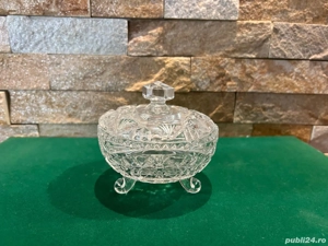 Zaharniță de Colecție cu Picioare și Capac   Cristal de Plumb (Bleikristall)   Diametru 11.5 cm - imagine 3