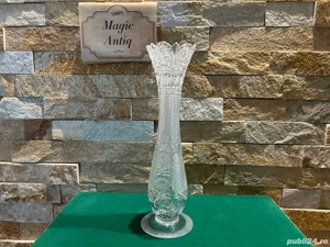 Vază Monumentală de Colecție cu Picior   Cristal Masiv   Înălțime 31 cm   Piesă de Lux
