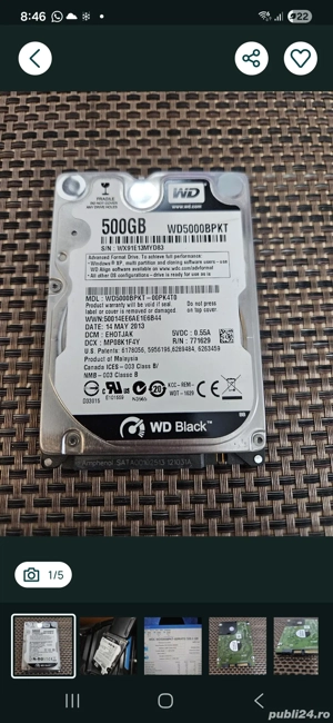 hard disk sata 500gb wd black 7200rpm