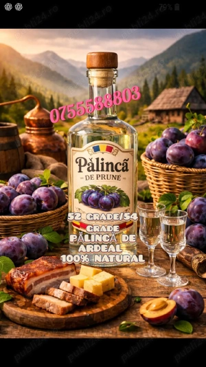 Pălincă 52 grade 54 grade 100% naturală 