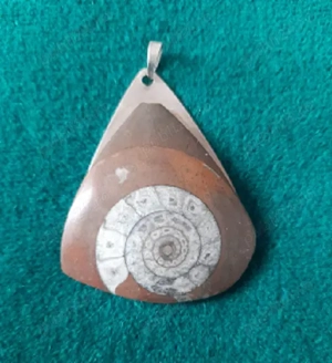 pandantiv unicat melc fosilizat in roca