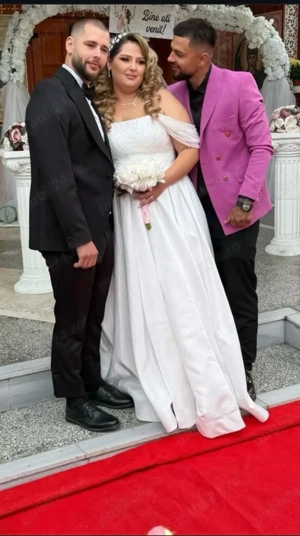 Rochie de mireasa, marimea L-XXL, corset Vladiana lucrata manual  - imagine 4