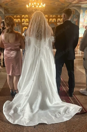 Rochie de mireasa, marimea L-XXL, corset Vladiana lucrata manual  - imagine 2