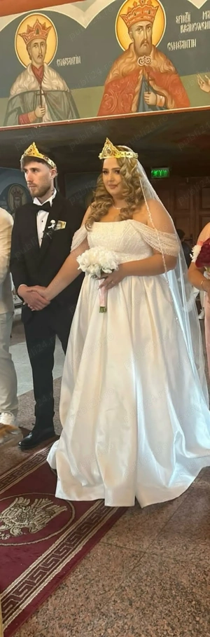 Rochie de mireasa, marimea L-XXL, corset Vladiana lucrata manual 