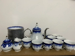 Serviciu Cafea Apulum   Porțelan Fin Cobalt cu Argintiu | 18 Persoane | Stare Nouă 