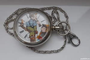 Ceas de buzunar New York Standard  pictat manual servisat +  lant