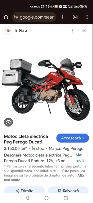 Motocicleta electrica copii 400w, Ducati Peg Perego - imagine 4