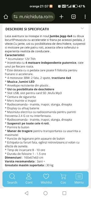 Masinuta electrica 4x4 pentru copii cu telecomanda - imagine 3