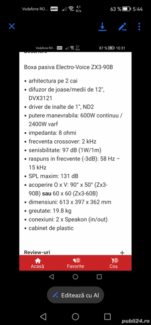 Boxe pasive Electrovoice zx3-90 profesionale  - imagine 5