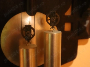 Pendula veche cu greutati si cadran argintat - imagine 3